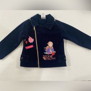 Disney Frozen II navy velvet toddler jacket size 2T